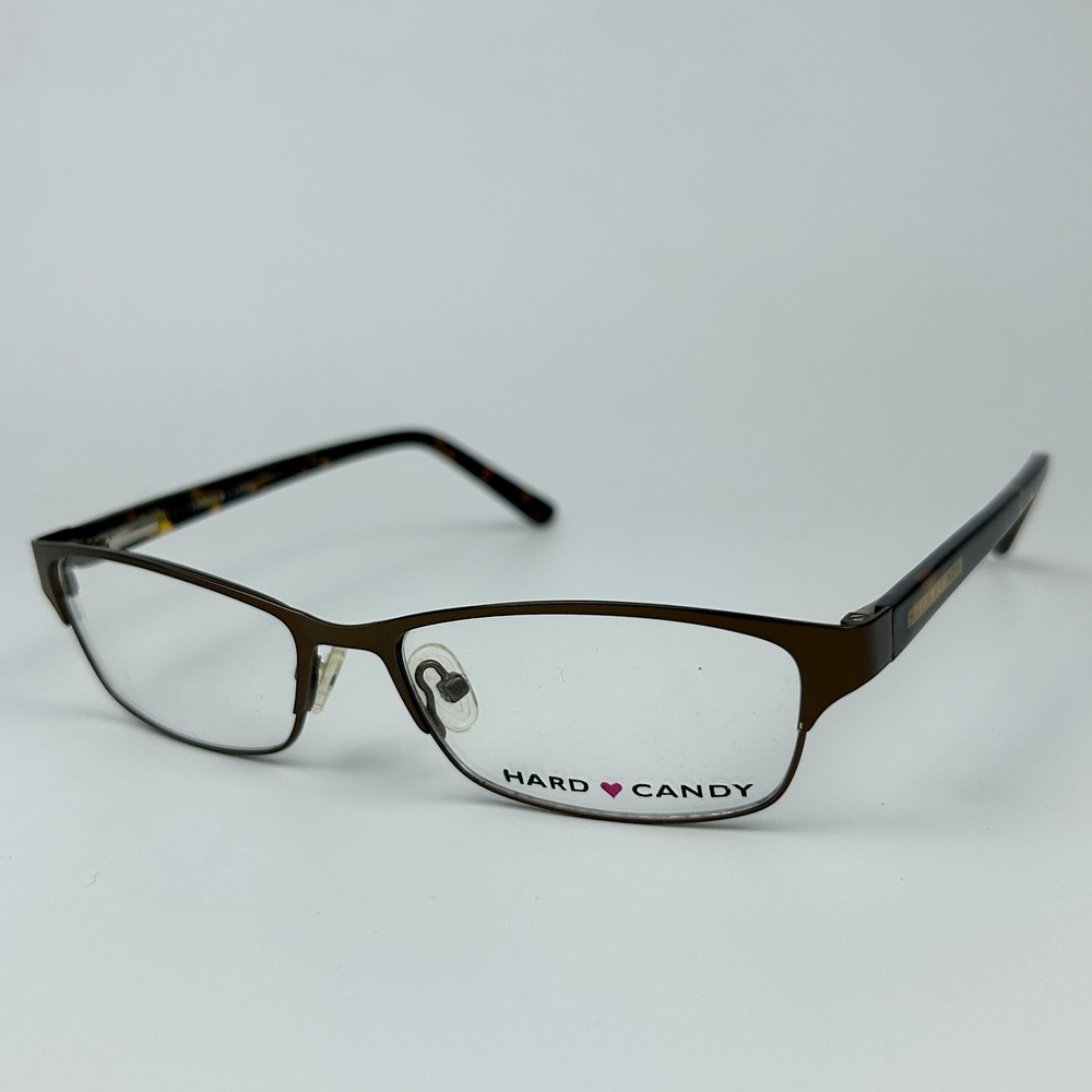 Hard Candy HC02 Unisex Eyeglasses Frame Brown Plastic Half Rim 52-15-135 mm